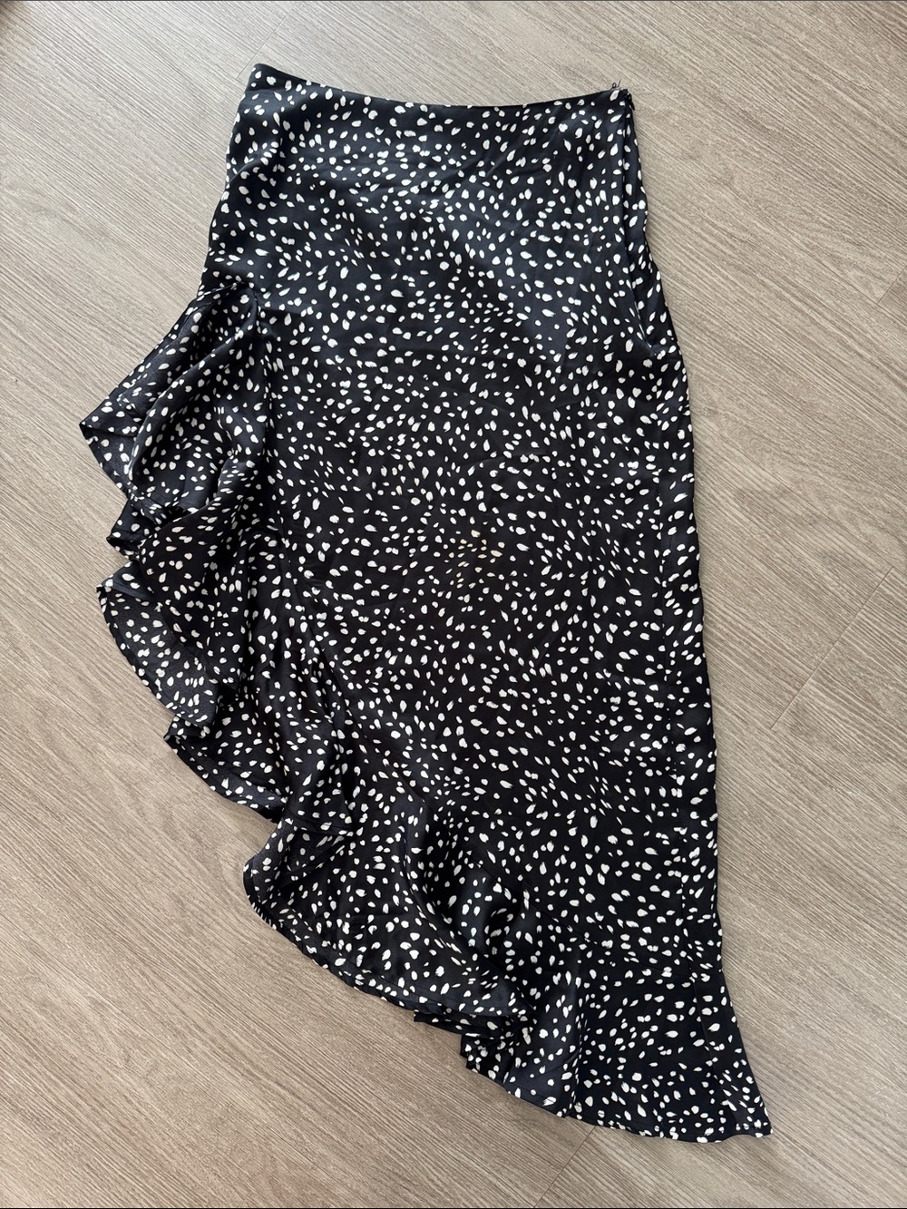 Forever 21 Black and White Asymmetrical Ruffle Midi Skirt